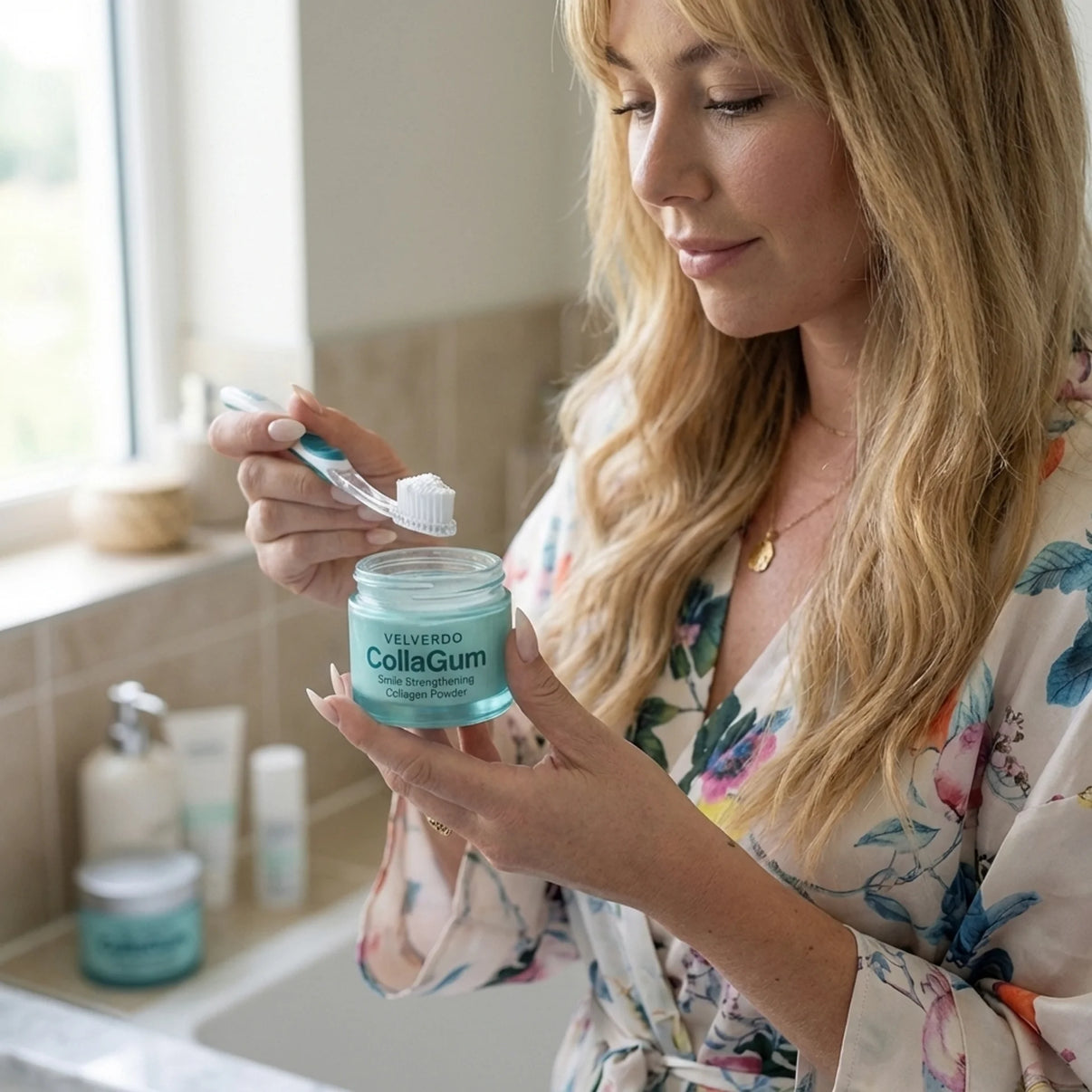 Oral-care powder information and application visual